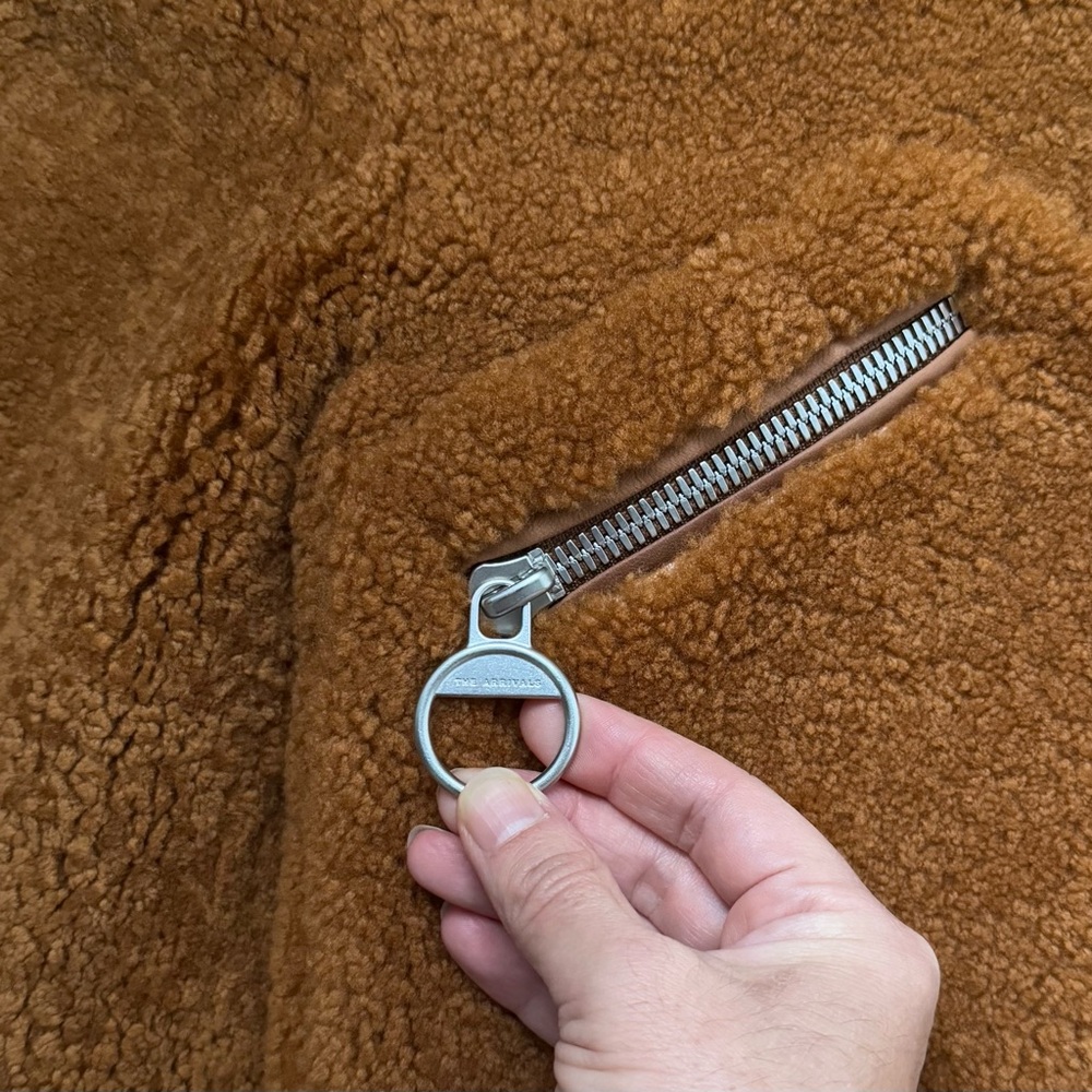 NWT The Arrivals + Liz Perez ‘Kala’ shearling teddy coat, rust (size: XS) - Picture 2 of 12